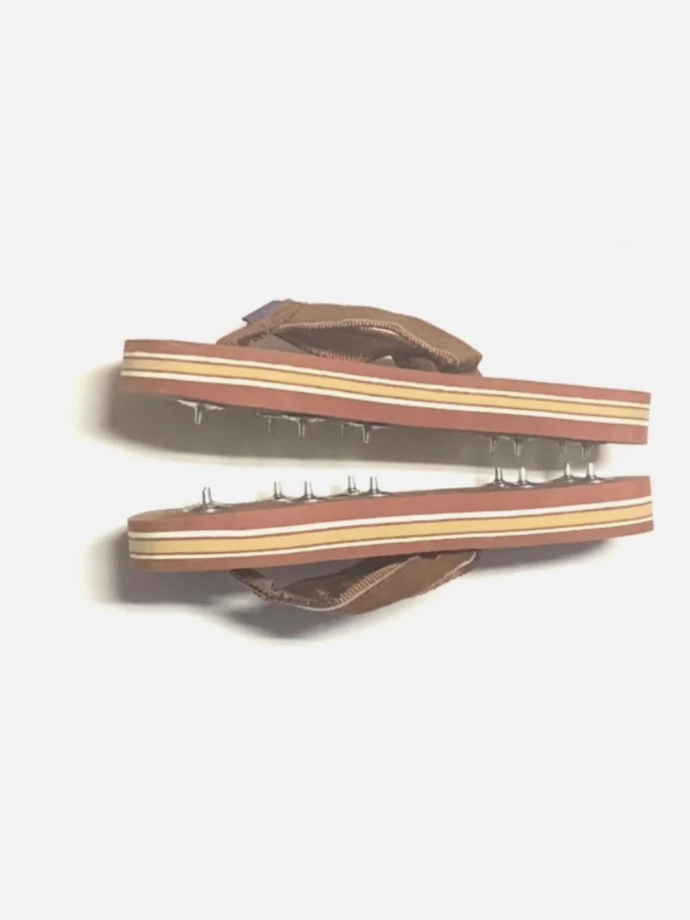 Laid Back Brown Mens Golf Cleats Thong Woven Straps Spikes Metal SZ 10-11M